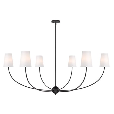 Z-Lite Shannon Chandelier, 6-Light, 62 In.W x 25.75 In.H, Matte Black/white 3040-62MB